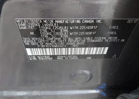 2017 Toyota Rav4 Le z USA, uszkodzony, nr VIN 2T3BFREV1HW604874